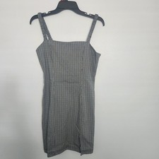 FOREVER 21 Womens Black White Check Mini Bodycon Dress S Strappy Sleeveless