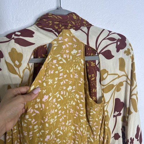 Free People Kimono Top Women One Size Open Front Duster Floral Marley Boho P - Picture 8 of 9