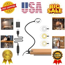 Desk Lamp, LED Reading Light with Clamp, 3 Color Modes  10 Brightness Flexib...