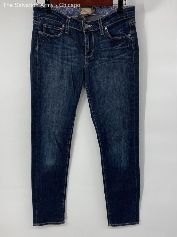 Paige Womens Blue Skyline 5-Pocket Design Dark Wash Denim Ankle Jeans Size 27