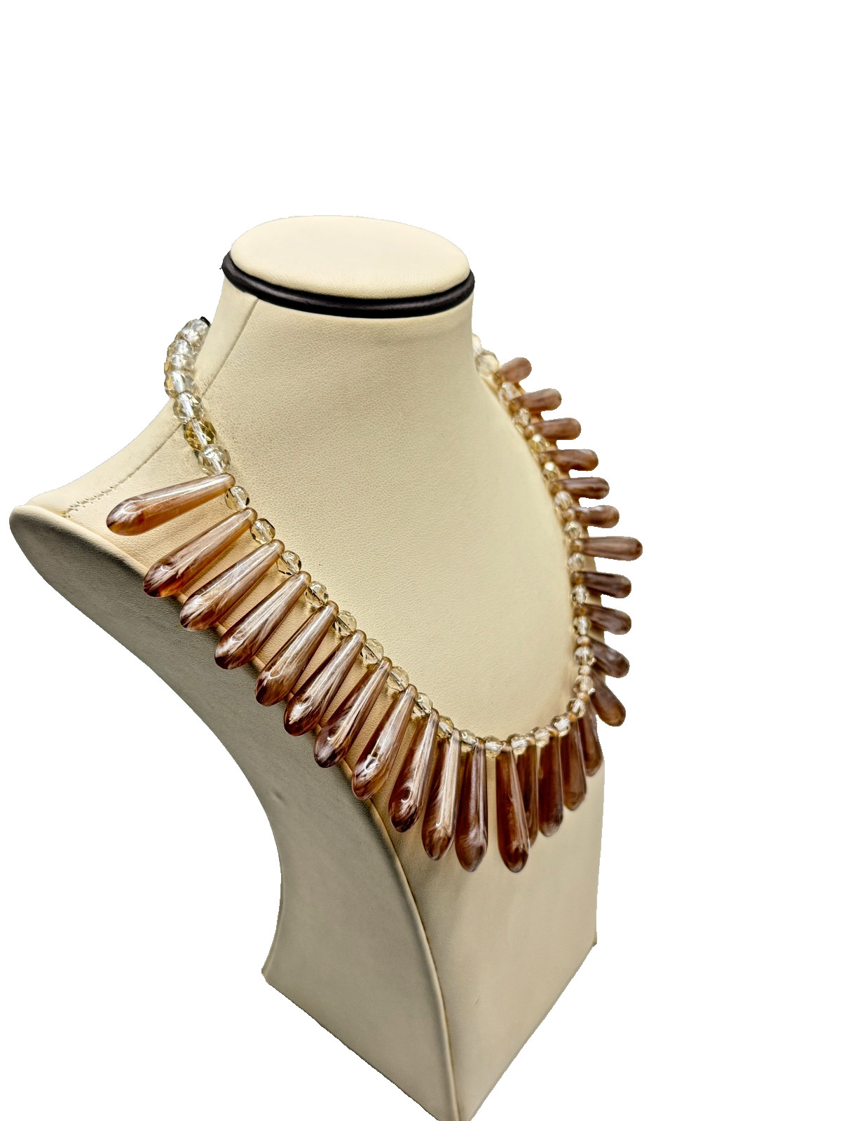 Simulated Amber Teardrop Bead Statement Necklace … - image 4