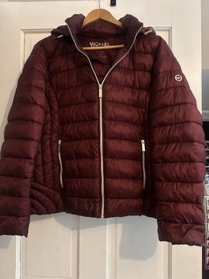 Michael Kors Hooded Puffer Jacket Cranberry Size XL