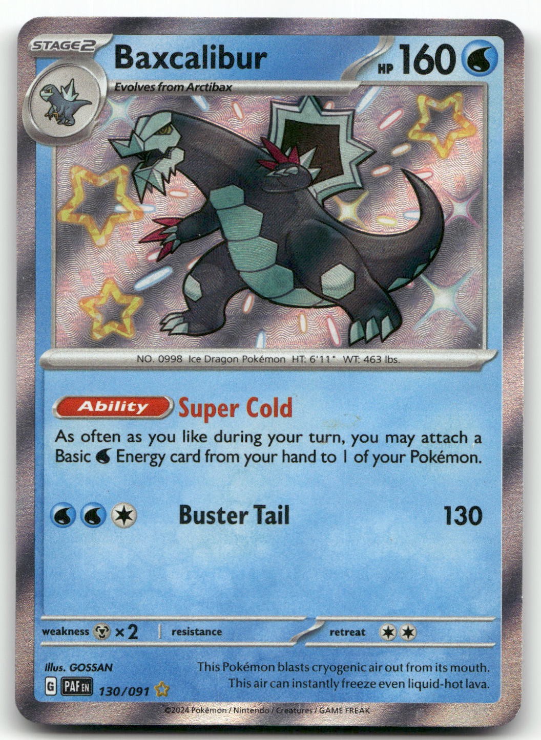 Baxcalibur #130/91 (Holo) (LP) SV: Paldean Fates PAF Pokemon