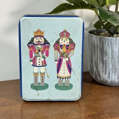 Vintage Style Nutcracker Christmas Storage Tin Box Decorative Holiday Decor