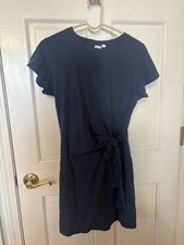 Gap Tee Shirt Dress with Tie Knit Front Short Sleeve Womens Navy M