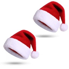 2 PCS Christmas Hat Soft Velvet Thickened Holiday Xmas New Year Party Supply