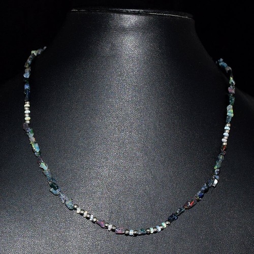 Wonderful Striking Black Ethiopian Opal 31.00 Cts Beaded Necklace VK 43 E635 - 第 2/3 張圖片