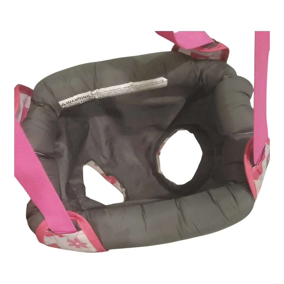 Evenflo Infant Door Swing Jumper Baby Hanging Exerciser Pink Gray & White Floral Foto 4 de 4