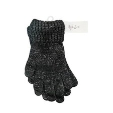 Style  Co Women's Waffle-Knit Shimmer Gloves, - Black