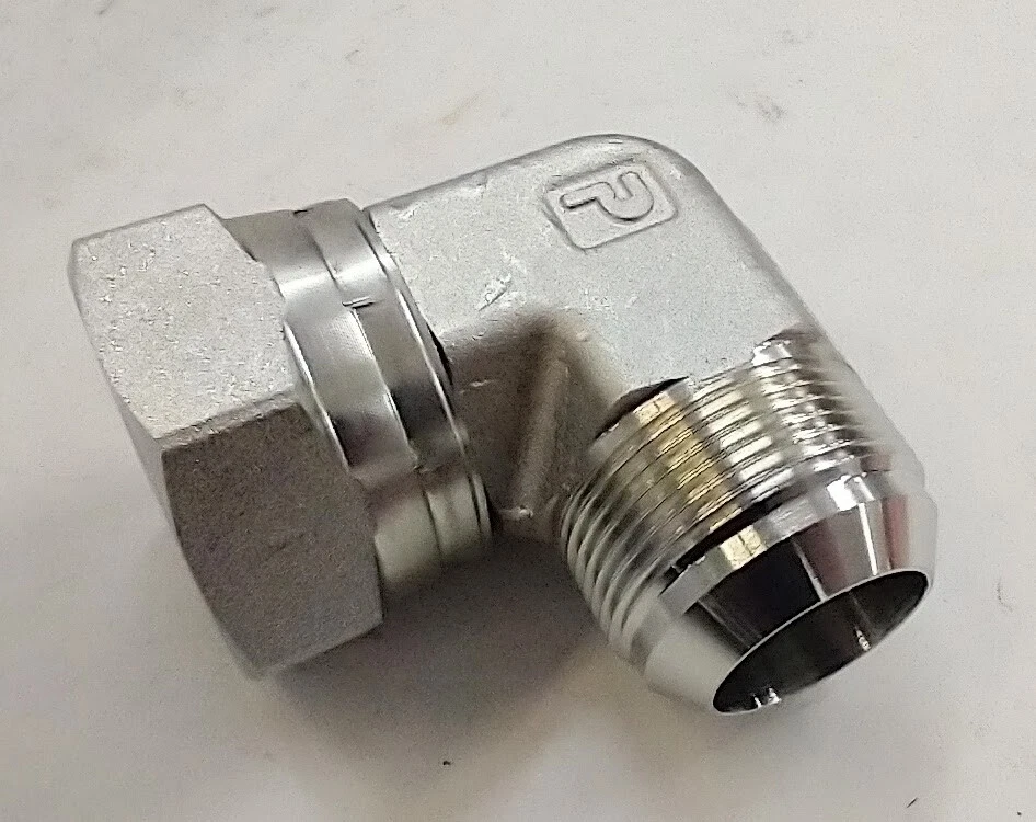 PARKER 1-1/4" JIC TO 1-1/4" SWIVEL COMPRESSION 90° STEEL ELBOW 2250-20-20 - Image 3 of 3