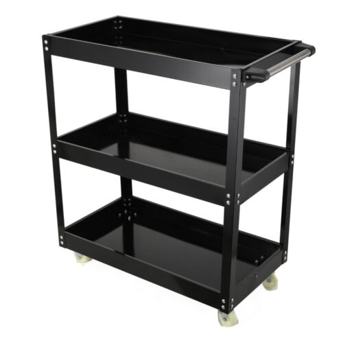 3-Tier Utility Cart Metal Mental Storage Service Trolley with 4 Wheels 330lbs US - Picture 3 of 12