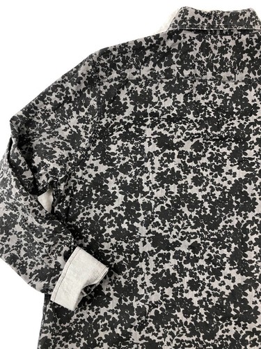 Structure Shirt Men XL Black Gray Floral Modern Fit Button Up Flip Cuff Cotton - Picture 15 of 24