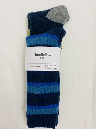 Goodfellow Mens Socks 7-12 Boot Crew 2 pair Blue Green Gray Soft NEW - Picture 2 of 8