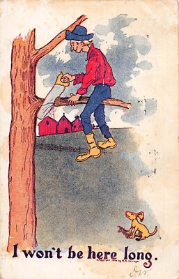 POSTKARTE COMIC WEGSCHREIBEN ICH WERDE NICHT LANGE HIER SEIN