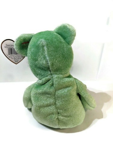Ty Beanie Baby Kicks August 16, 1998 the Soccer Bear Green With Tags USED - Picture 3 of 8