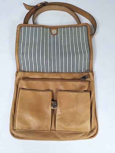 Fossil Light Tan Leather Distressed Crossbody Purse Vintage 90s - Picture 4 of 14