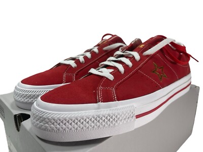 Converse One Star Pro Ox Low Top White Suede VARSITY RED A06646C