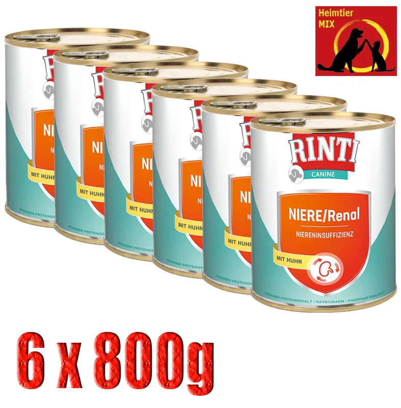Rinti Canine Niere Renal Huhn 6x800g Diätfutter Unterstützung der Nierenfunktion