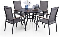 5 Pcs Outdoor Dining Set Patio Furniture Set Aluminum Lightweight Chairs Table