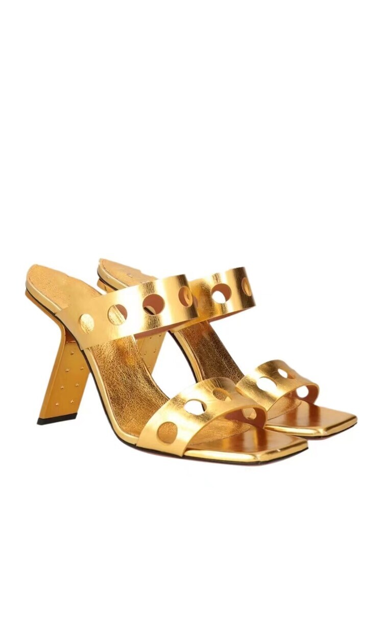 PANTOFOLA D’ORO 2024 scarpe sandali donna moda sexy punta aperta ritaglio tacco alto