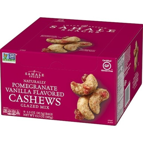Sahale Pomegranate Vanilla Flavored Cashews 1.5 OZ (Pack of 9)