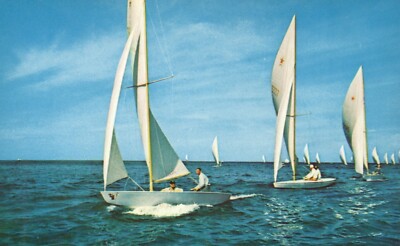 Postcard MA Cape Ann International Star Fleet Racing Boats Vintage PC f397