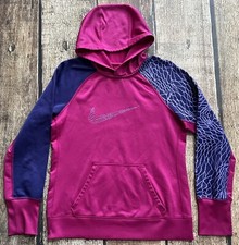 NIKE THERMA-FIT PULLOVER HOODIE PINK PURPLE WOMENS SIZE MEDIUM EXCELLENT