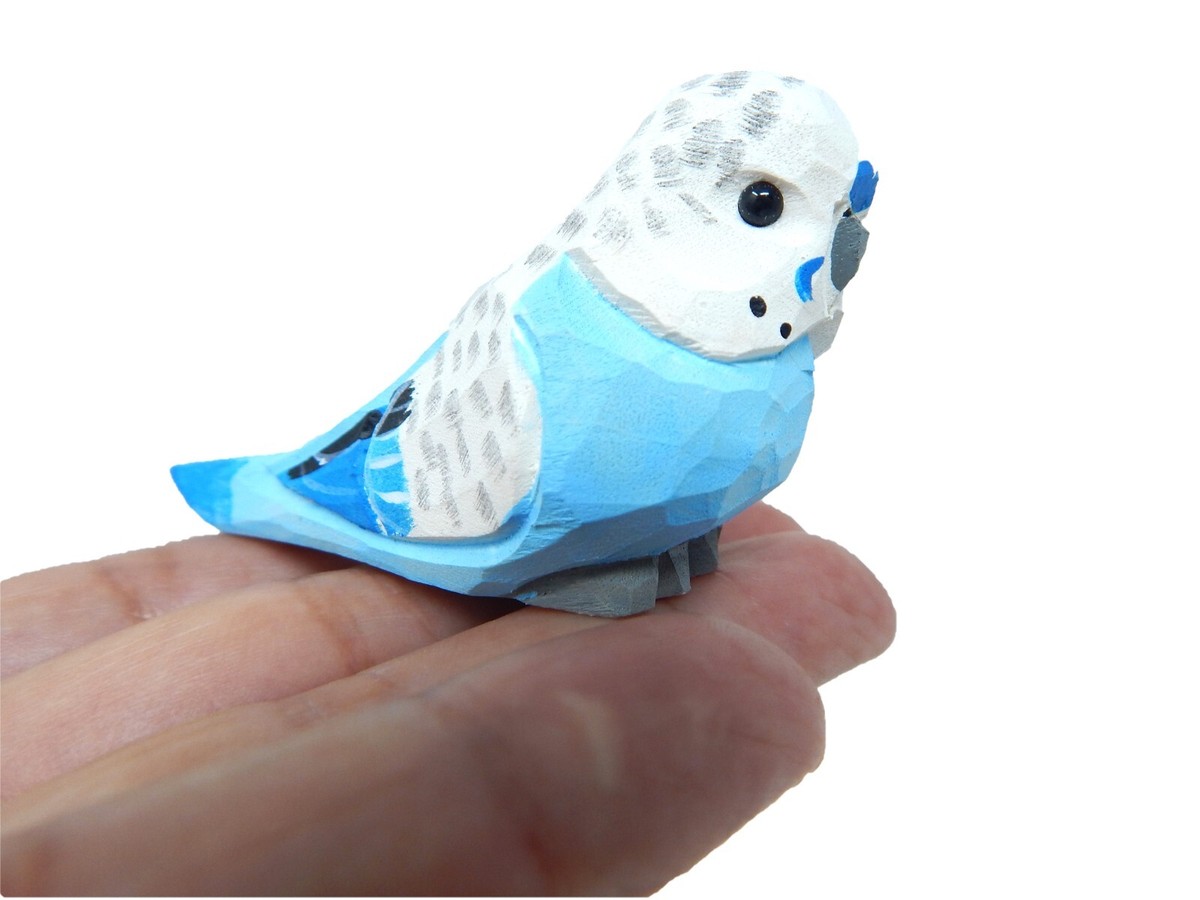 Parakeet Figurine Budgie Miniature Bird Pet Statue Carve Decor Garden  Sculpture