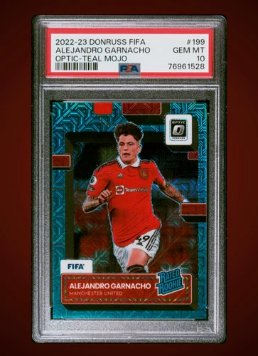 Pop 6 PSA 10 Alejandro Garnacho 2022-23 Donruss Soccer Optic TEAL MOJO /49 RC B