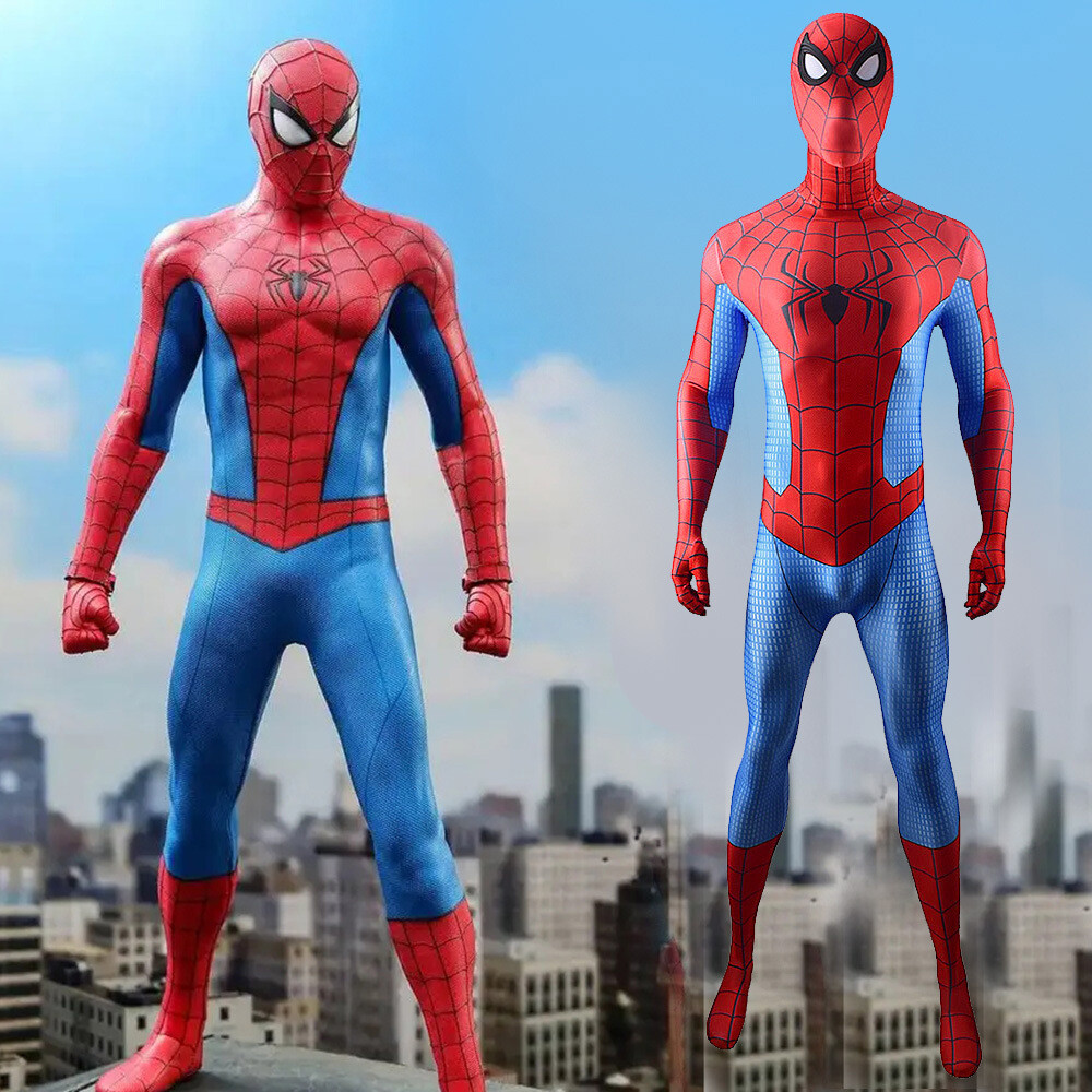 Classic Spider-Man Jumpsuit Spiderman Cosplay Costume Halloween Adult Kids  Party