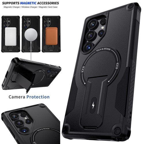 For Samsung S25 Ultra S25+ Kickstand Magnetic Strap Cover Case /Screen Protector - 第 14/37 張圖片