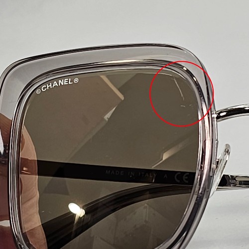 Chanel Sonnenbrille silber verspiegelt grau transparent quadratisch 4240 C.906/T7 041223 - Bild 2 von 12