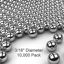 10,000 3/16" Inch G25 Precision Chromium Chrome Steel Bearing Balls AISI 52100