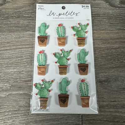 La Petites The Paper Studio Dimensional Cactus Stickers Plants Succulents 9pc.