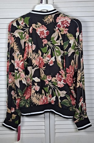 NWT Xhiliration Ladies Floral Bomber Style Wind Breaker Size M Brand New - Picture 6 of 6