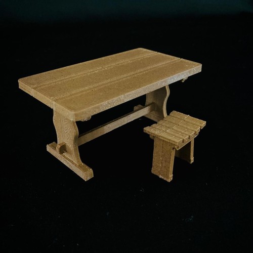 Table and 2x Chairs for Marion's Bar (The Raven) 12 in (1:6) Figure Diorama - Picture 5 of 5