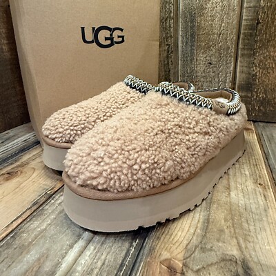 UGG WOMENS MAXI CURLY TAZZ SLIPPER SHOE SIZE US 10 CHESTNUT PLATFORM  BOOTIE