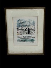 Litografia a colori di Orfeo Tamburi originale anni 1950-1960-scorcio di Parigi