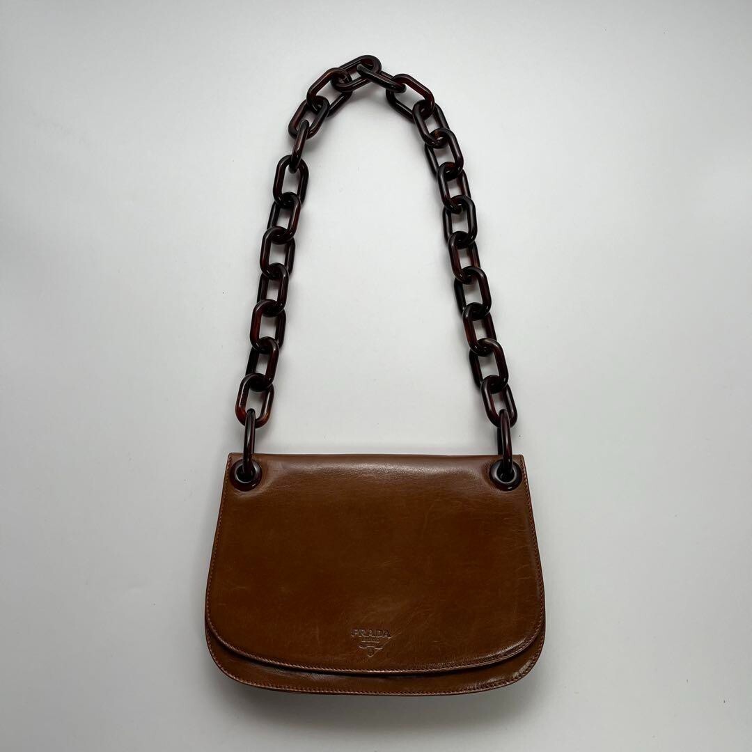 PRADA Vintage Plastic Chain Leather Bag Brown | eBay PRADA Vintage Plastic Chain Leather Bag Brown | eBay