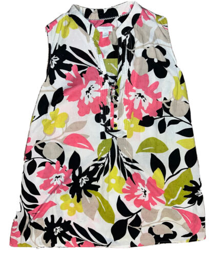 Charter Club Sleeveless Tank Top Blouse Sz 16W Bold & Bright Floral