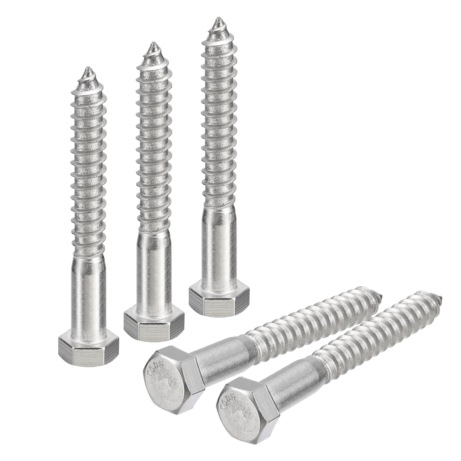 304 Stainless Steel Hex Head Lag Screws 10pcs 1/2 x 4 Inch Wood Bolts
