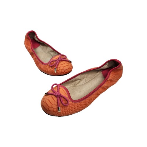 Butterfly Twists Francesca Foldable Flats Bow Round Toe Orange Pink Women's 7 eBay