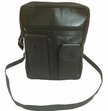 Real Leather Messenger Bag Shoulder Manbag  Travel Pouch Black Organiser Man Bag