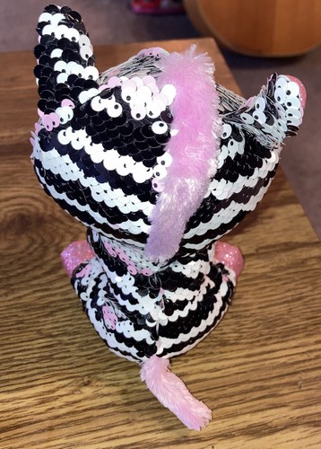 TY Beanie Boo Flippables 6" ZOEY the Zebra Sequin Plush Toy , April 18 Birthday - 第 3/5 張圖片
