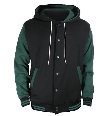Hoodie New Style High Quality Black Wool with Green Wool Sleeves in all  sizes