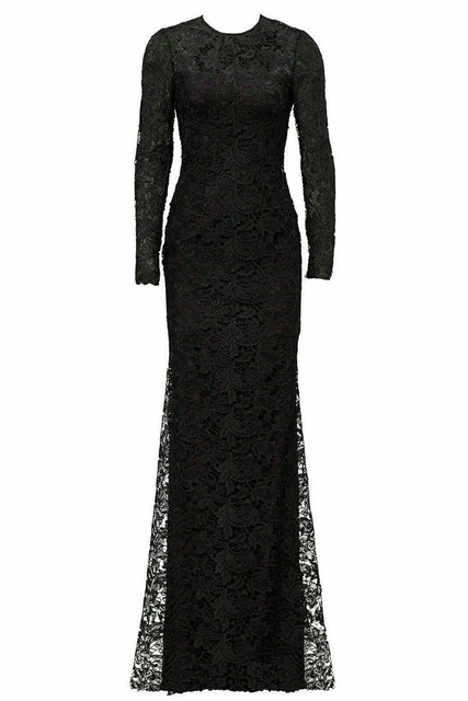 monique lhuillier black lace dress