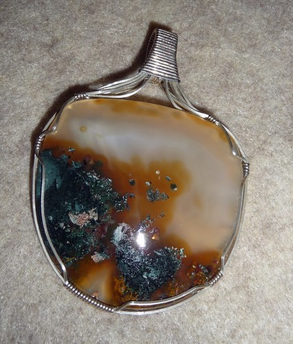 Handcrafted Wire Wrapped Natural Stone Pendant PICK ONE Imperial Jasper, Condor - Picture 3 of 7