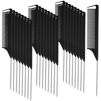 Patelai 30 Pieces Parting Comb for Braids Steel Hair Pin Rat Tail Carbon Fiber H
