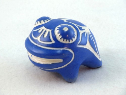 Pablo Zabal FROG Blue Zoo Animal Figurine Vintage Ceramic Signed