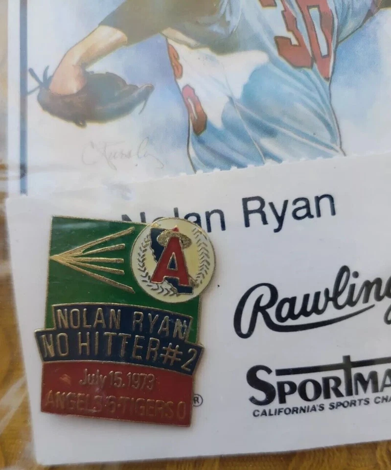 Nolan Ryan Angels No Hitter #2 July 15, 1973 Angels 6 Vs Tigers 0 - Pin and Card - Image 3 of 4